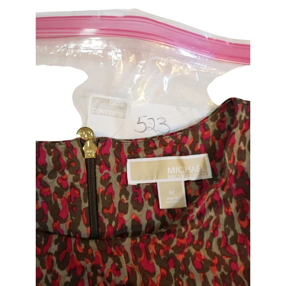 Michael Kors‎ Womens Faux Wrap Sheath Dress Sleeveless Crew Neck Animal Print